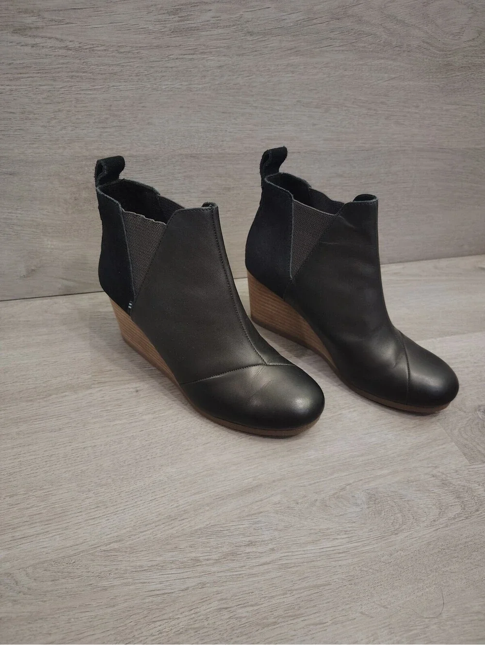 TOMS wedge booties. Black. Size 7.5